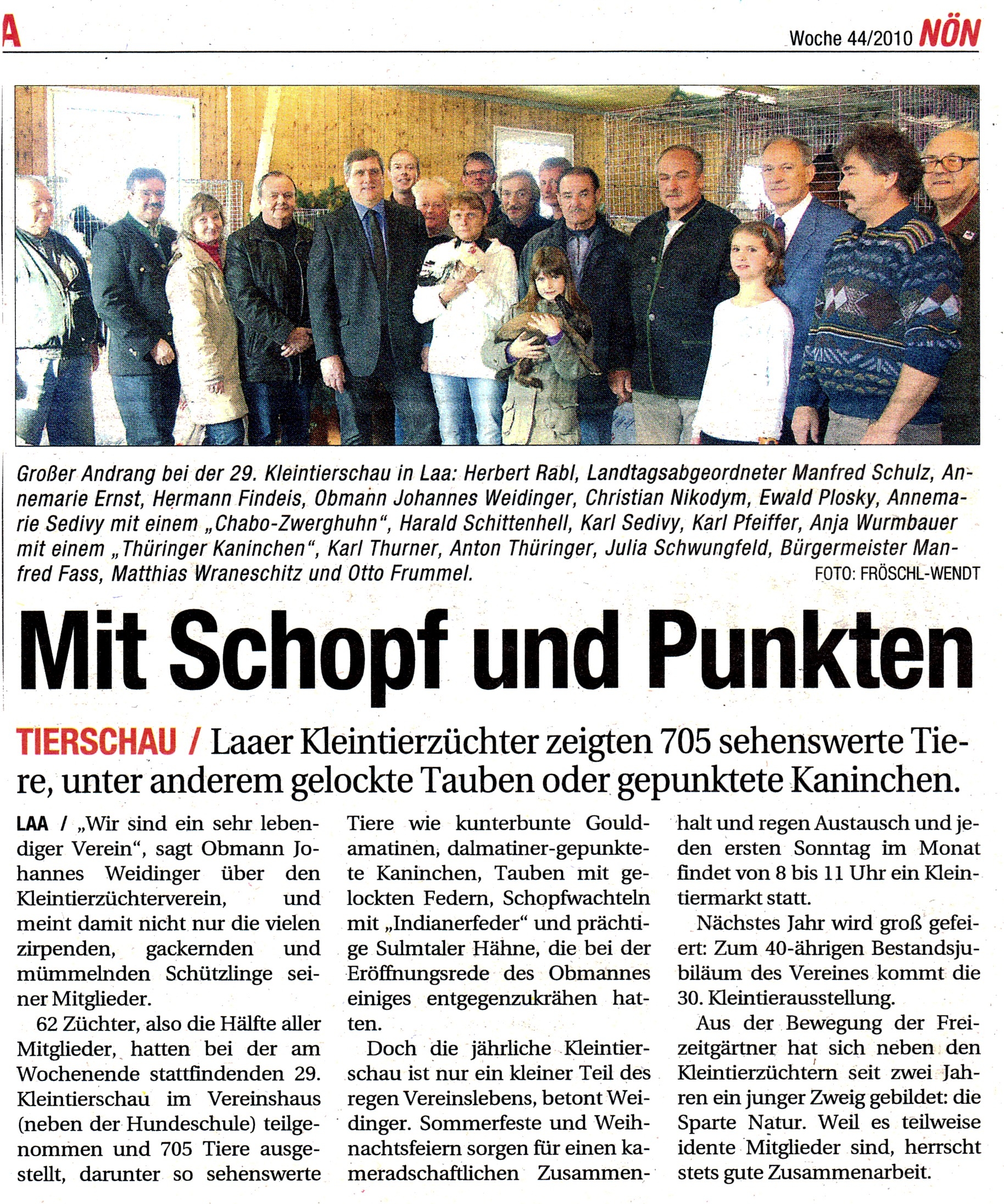 Zeitungsartikel NÖN Woche 44/2010 - Kleintieraustellung